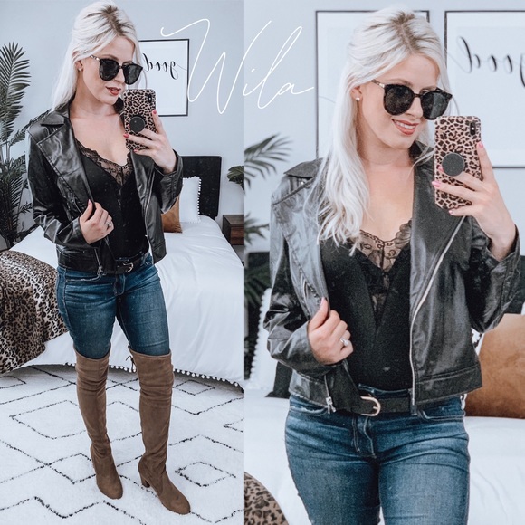 Black vegan leather moto jacket 807824 - Picture 2 of 7